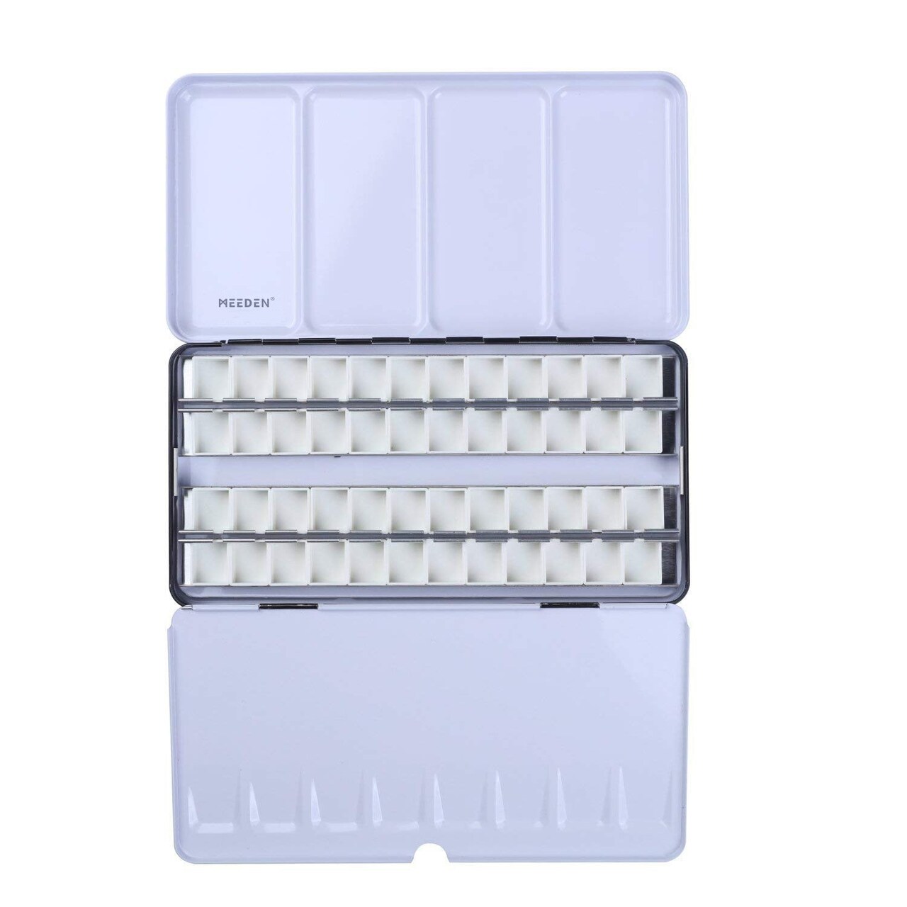 MEEDEN Empty Watercolor Tin Palette, Large Travel Metal Paint Box with 52 Pcs Half Pans